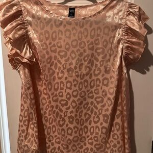 Leopard Print Ruffle Sleeve Blouse
